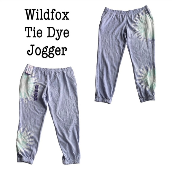 Wildfox Tie Dye Jogger Sweatpants purple XS XL XXL French Terry High Waist NWT - Picture 9 of 9